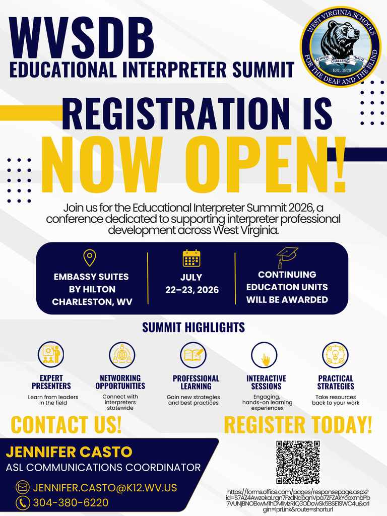 WVSDB Educational Interpreter Summit Informational Flyer.