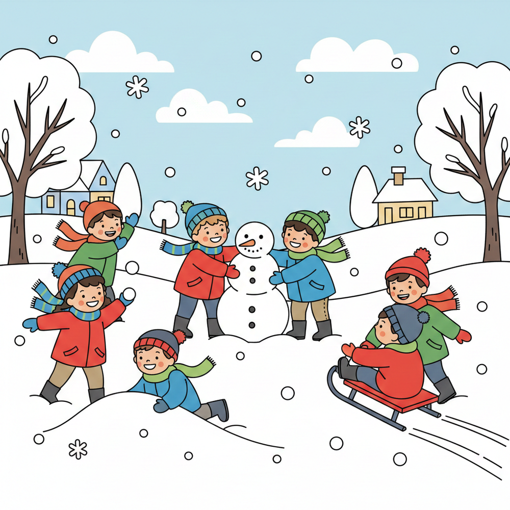 kids playing in snow