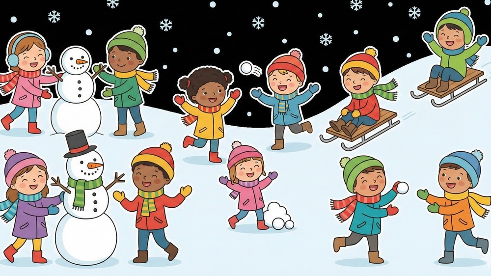 kids playing in snow