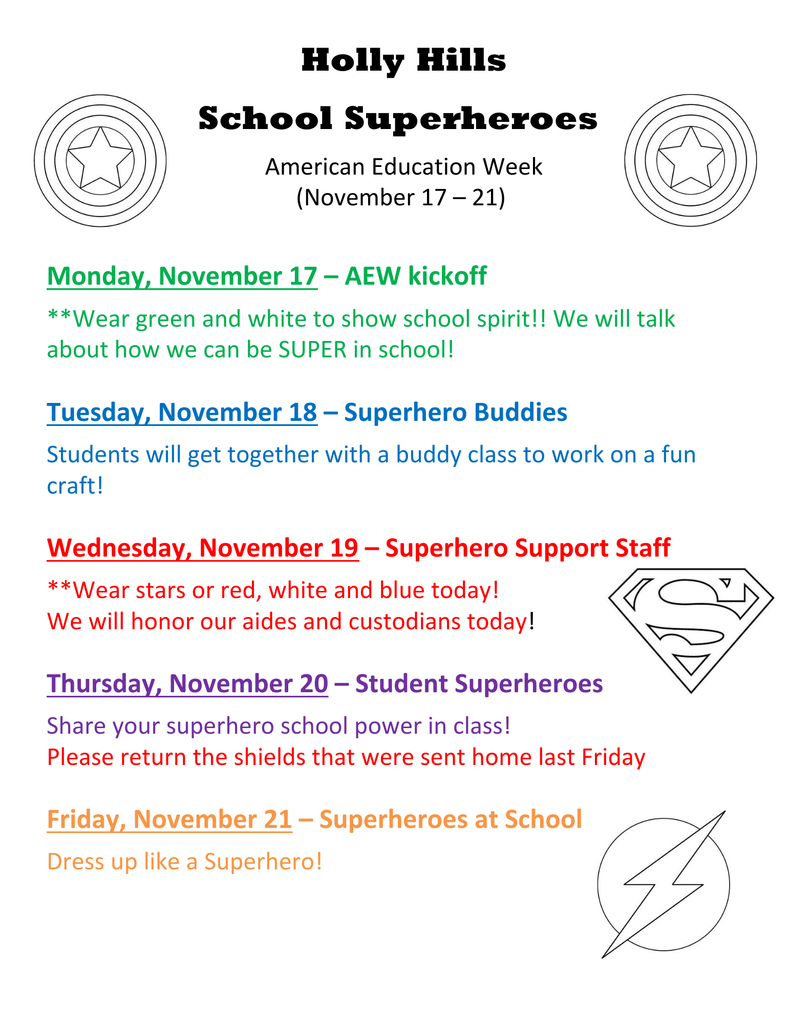 Holly Hills American Education Week starts tomorrow!