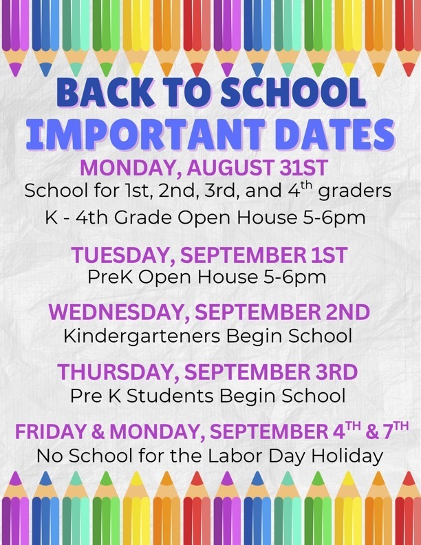 Back to School Dates