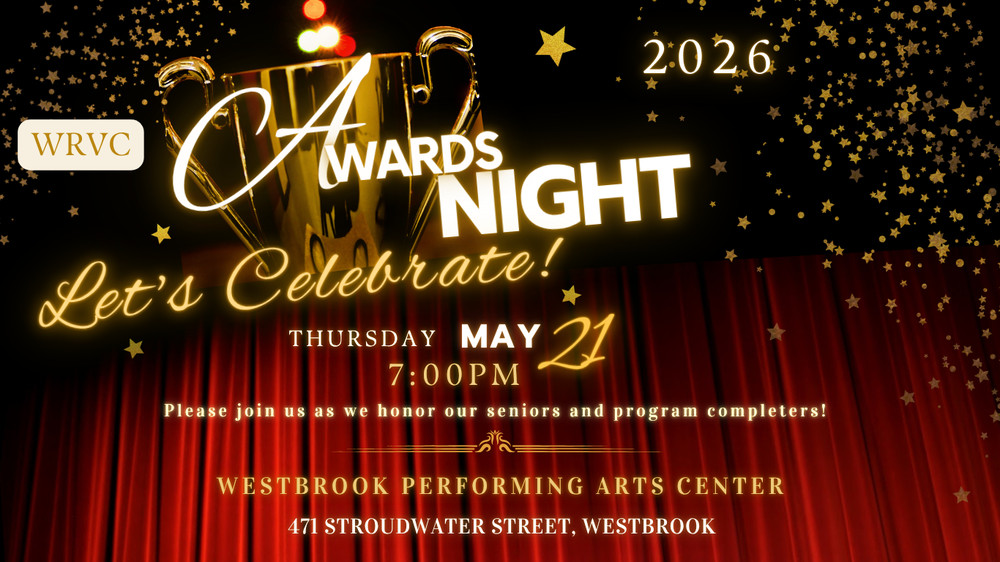 red theater curtains with stars and awards night text