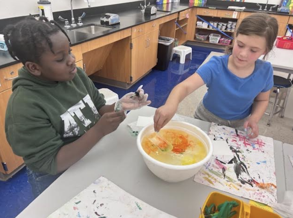 students making art