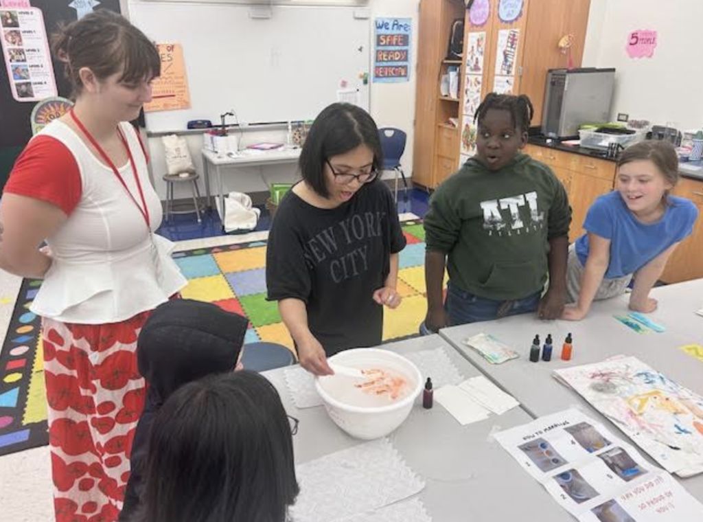 students making art