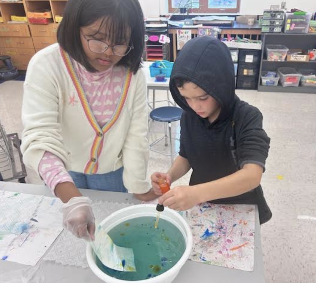 students making art