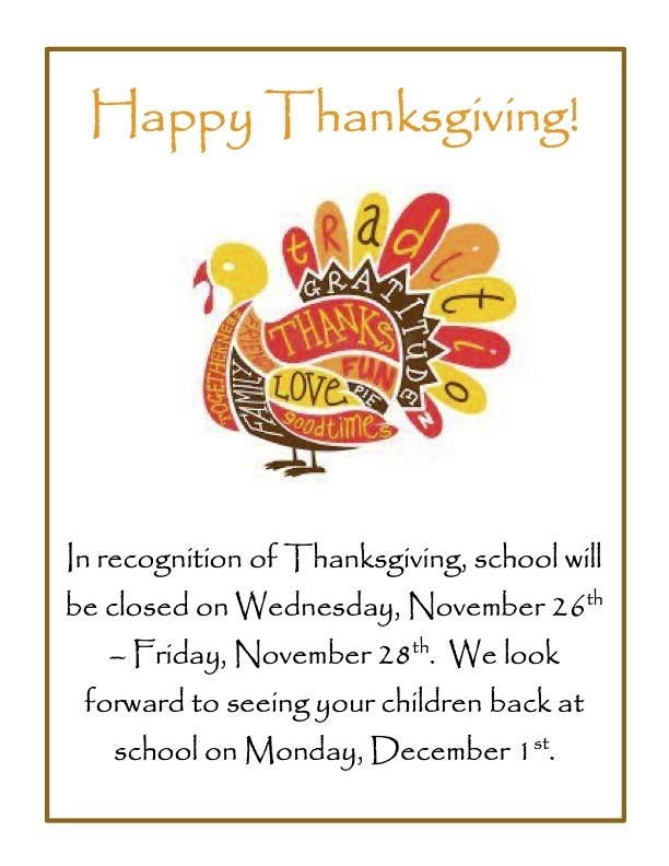 No School - Thanksgiving 