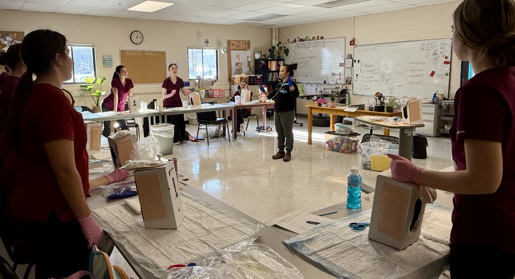 Ms. Sherburne's Med Occ Students learning about GI tubes