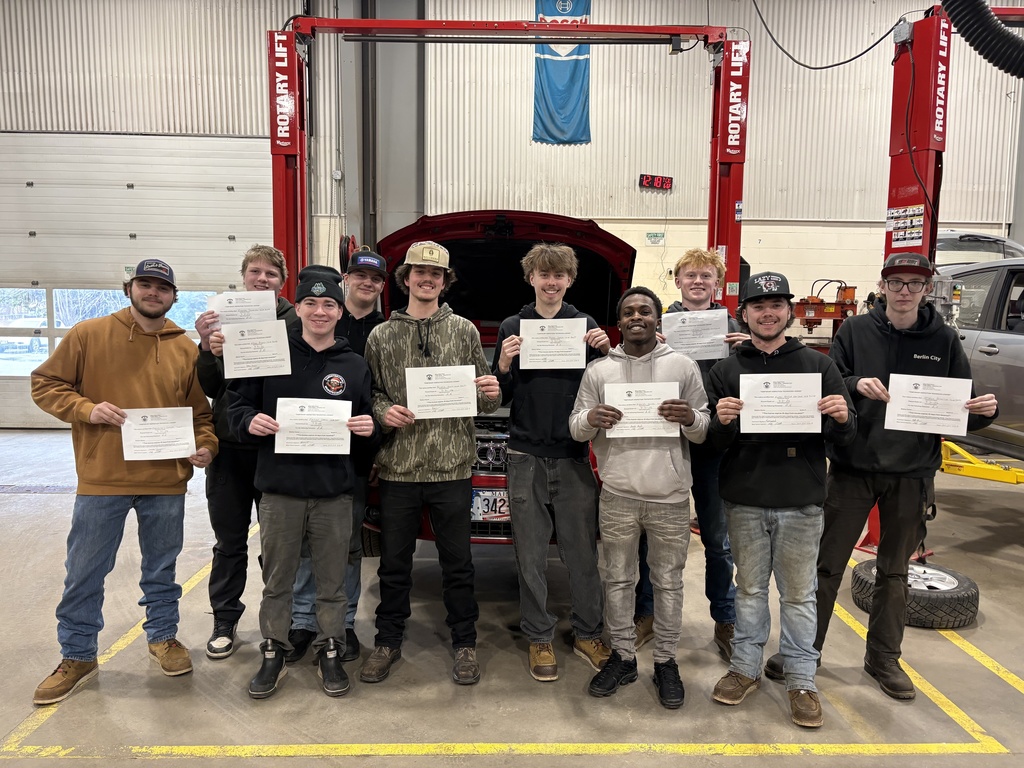 Automotive Tech II Students passed their Maine State Inspection Exam