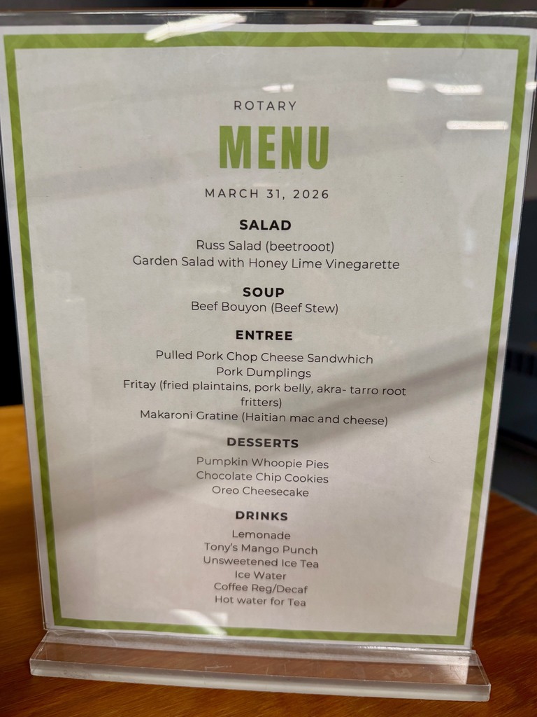 Culinary Arts student created menu