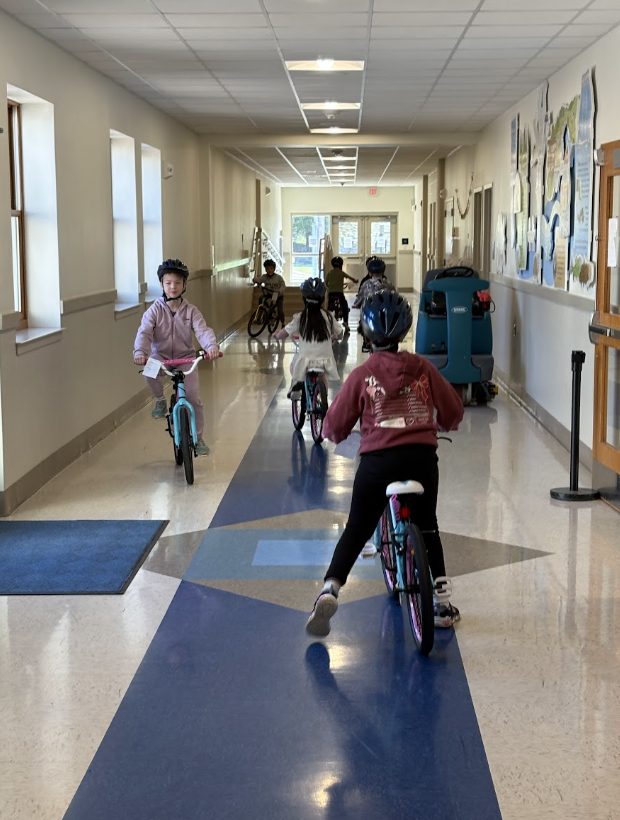 biking in the hallway