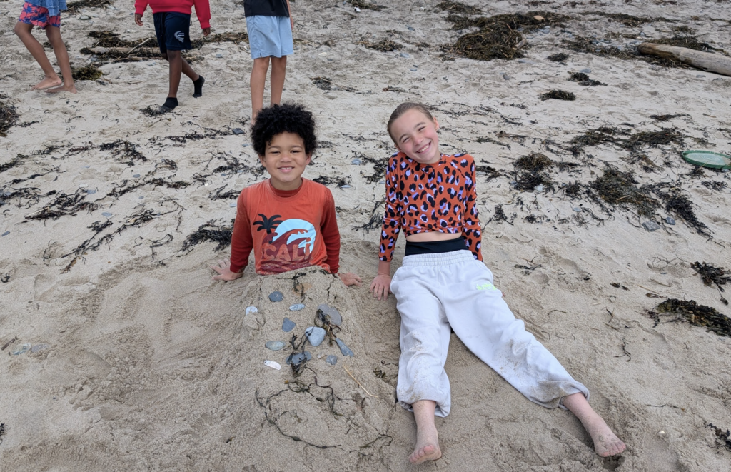 Playing in sand