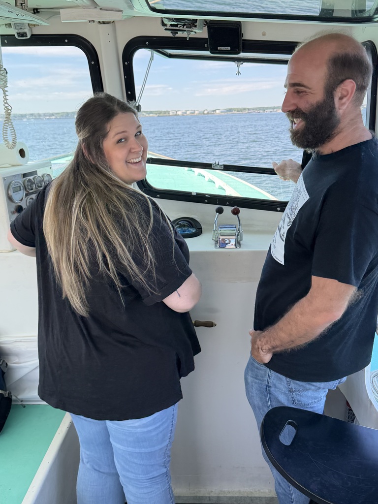 Chef and Capt. Pete on the Lucky Catch boat field trip excursion!