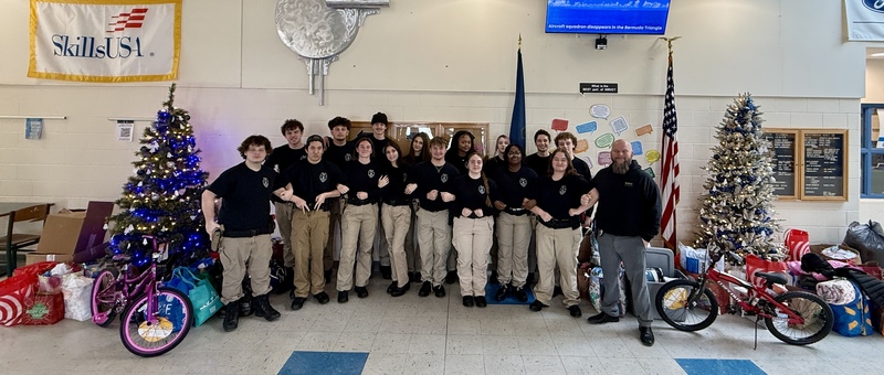 Criminal Justice Students with the Giving Tree donations