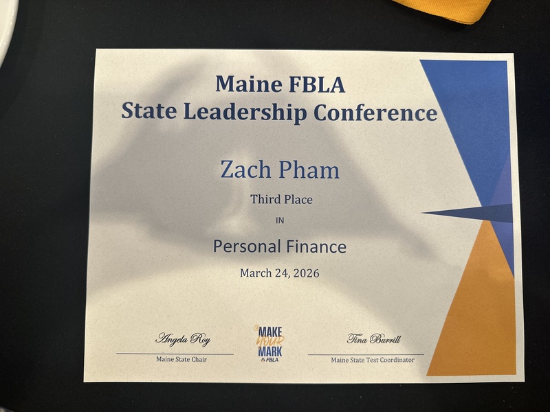 Zach Takes 3rd in Personal Finance at FBLA State Conference