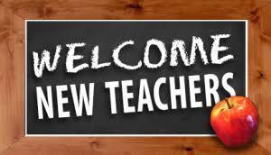 Image of a wooden framed Welcome New Teachers sign with an apple