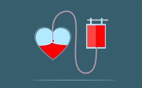 Image of a heart and blood donation process