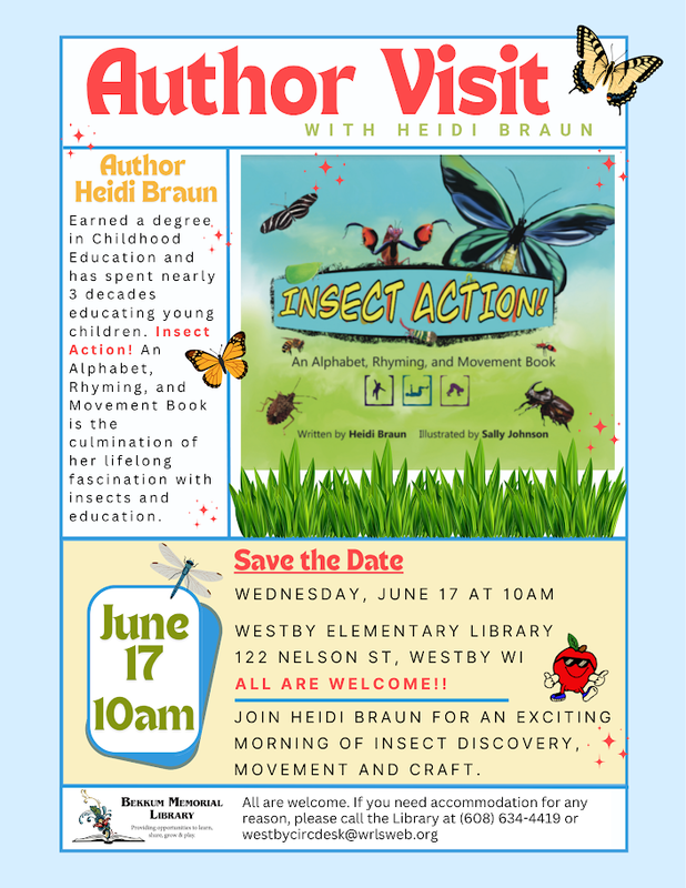 Flyer for Author Visit at Westby Elementary School