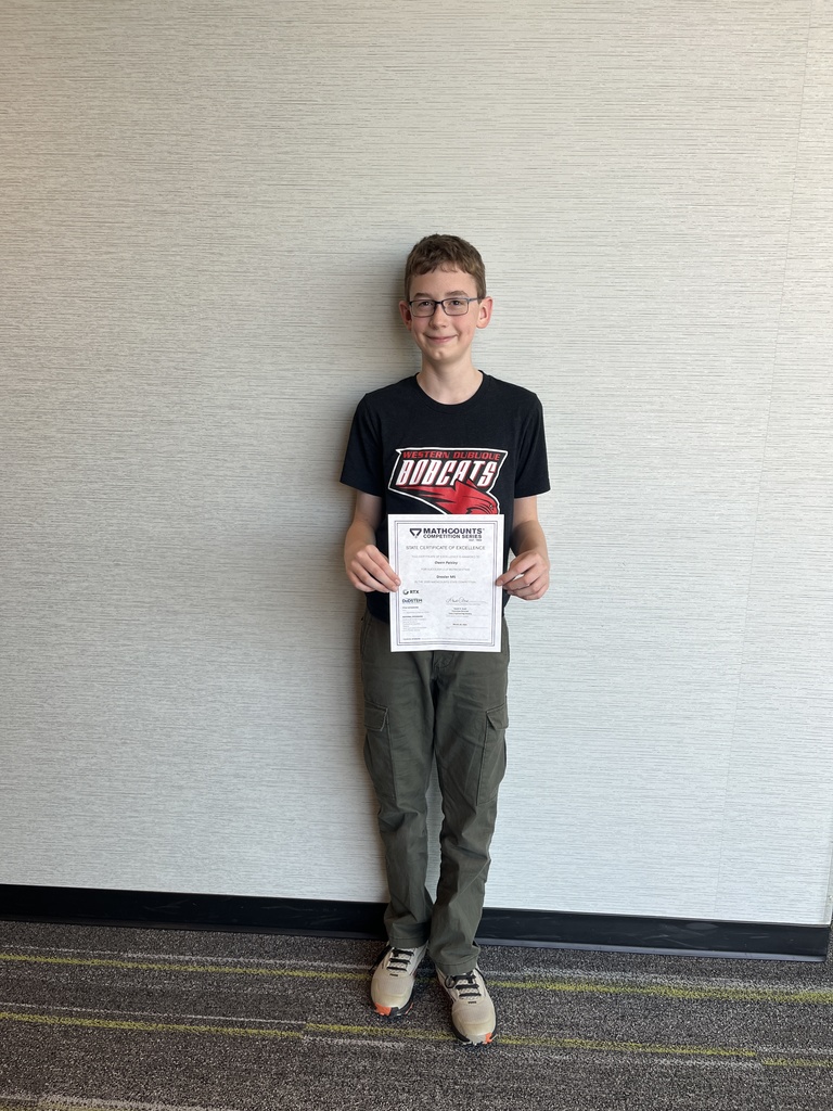 Congratulations to Owen Paisley who participated in the Math Counts Competition!