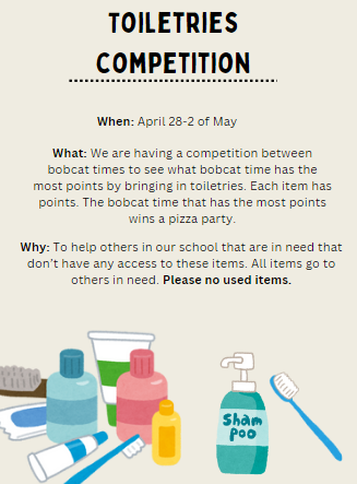 Toiletries needed