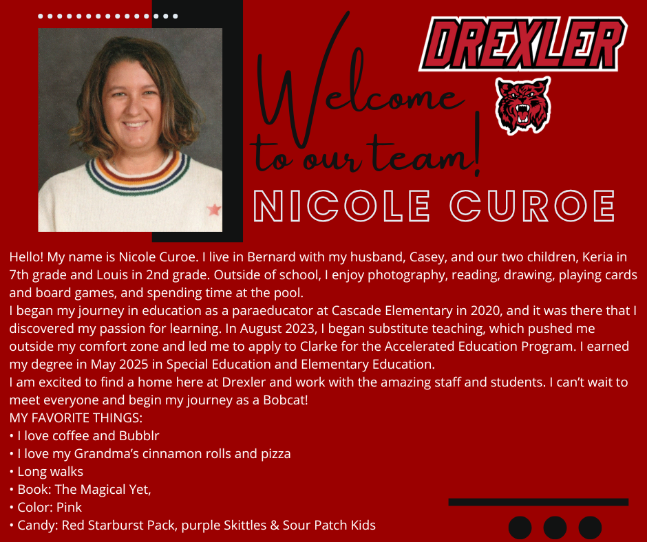 Welcome to DMS Nicole Curoe!
