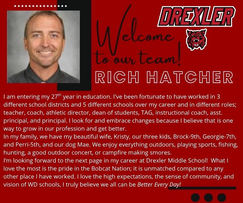 Welcome to DMS Mr. Hatcher!