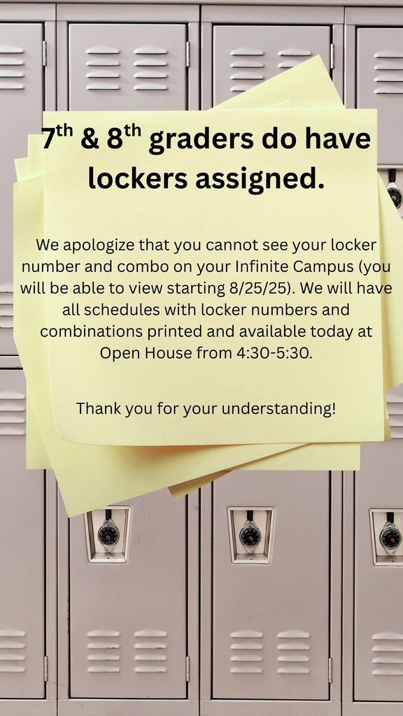 7th & 8th grade Locker Information