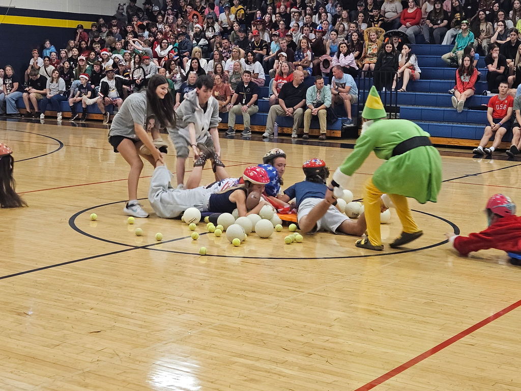 Students playing games in the gym