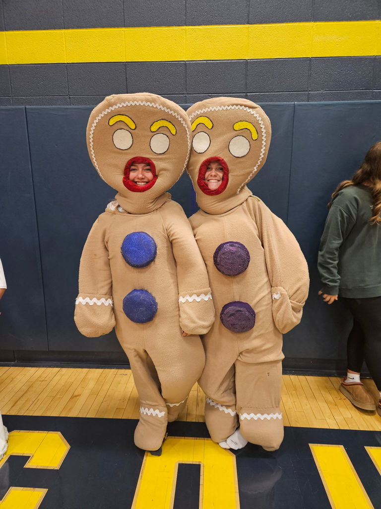 Students dressed as gingerbread men