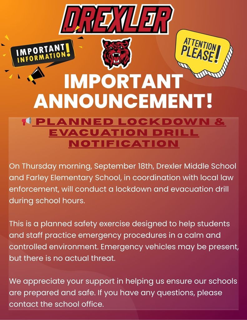 Planned drill on 9/18/25