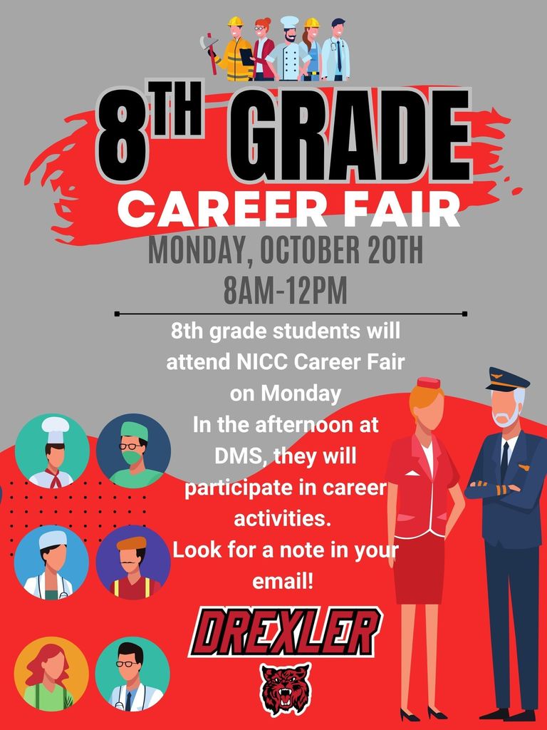 8th grade Career Fair is Monday, October 20th!