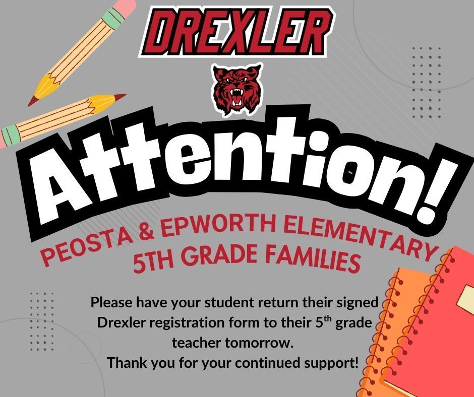 5th graders please return your registration form on Tuesday.