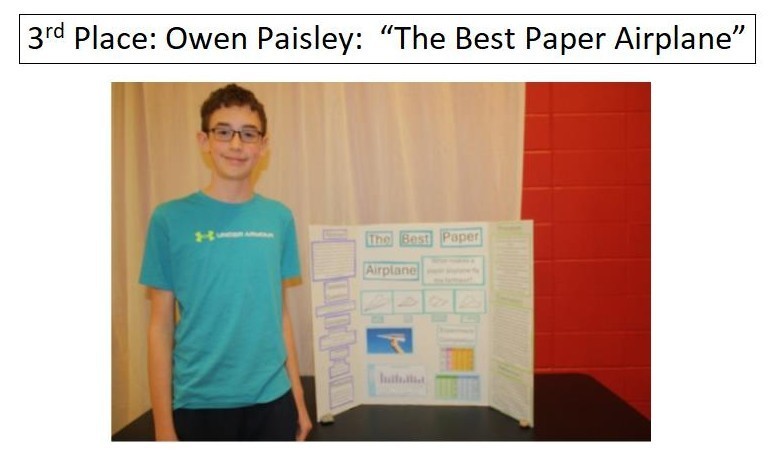 8th grade Science Fair 3rd Place