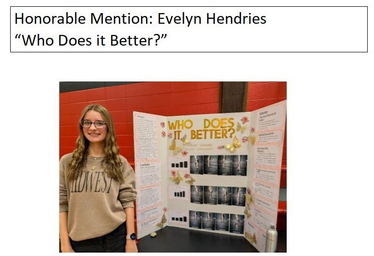 8th grade Science Fair Honorable Mention