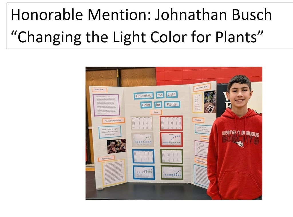 8th grade Science Fair Honorable Mention