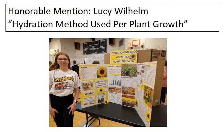 8th grade Science Fair Honorable Mention