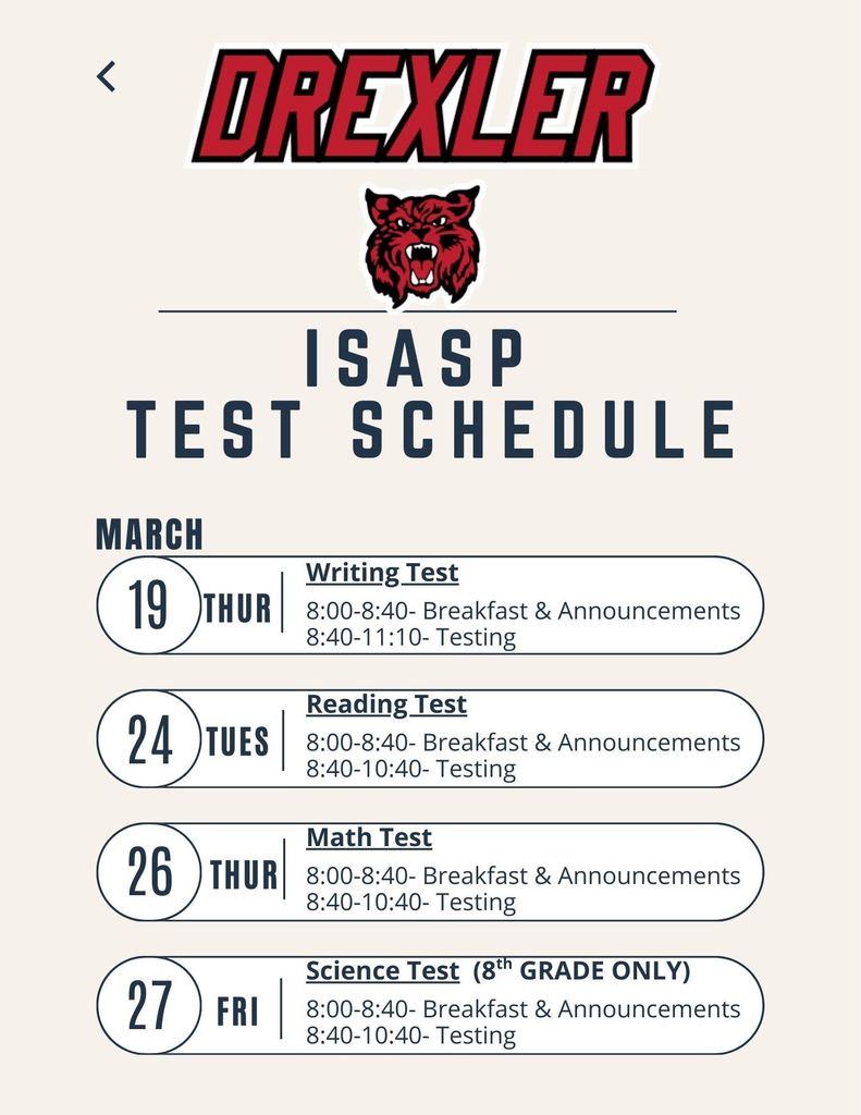 ISASP Testing Schedule for DMS