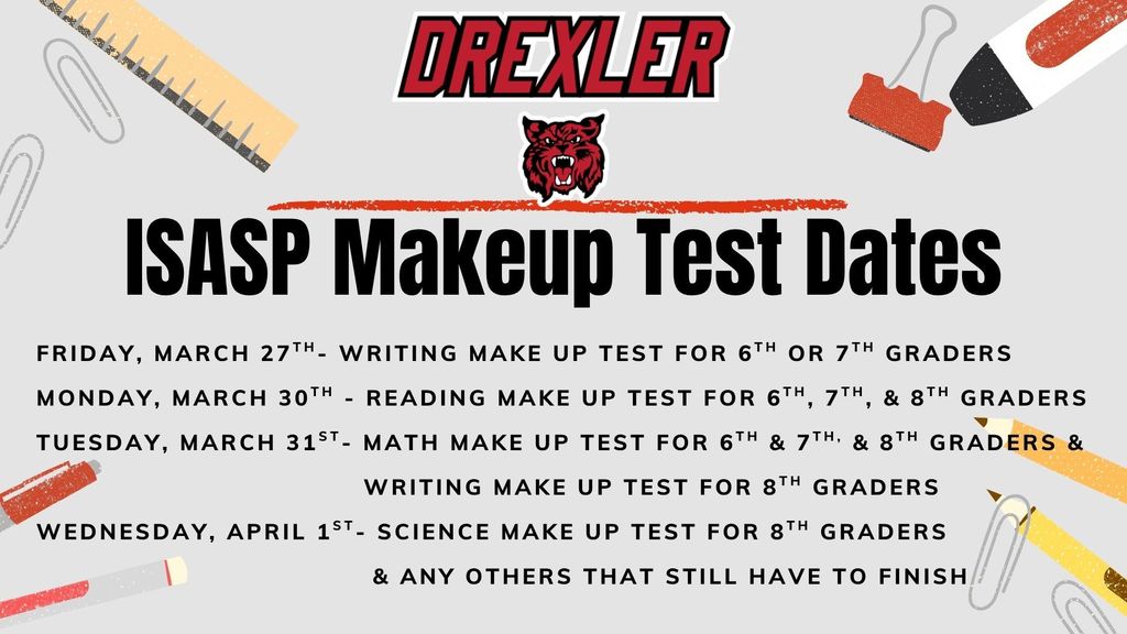 ISASP makeup test dates