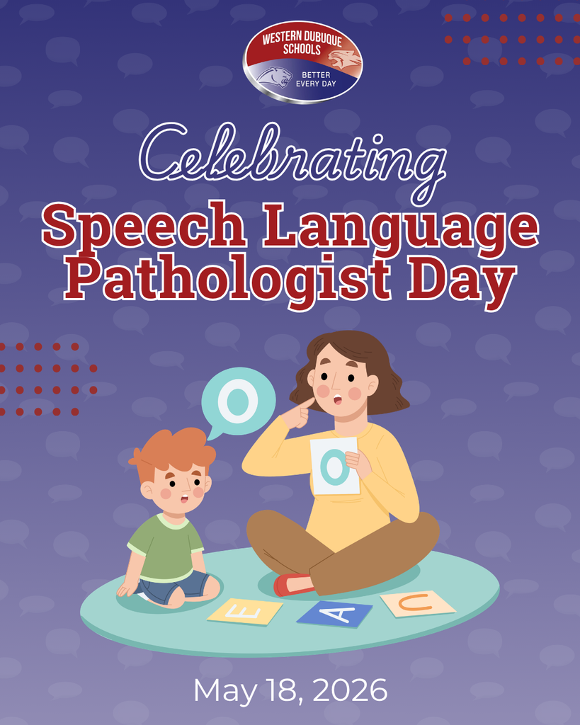 Speech Language Pathologist Day design featuring a therapist helping a child practice sounds and letter recognition on May 18, 2026.