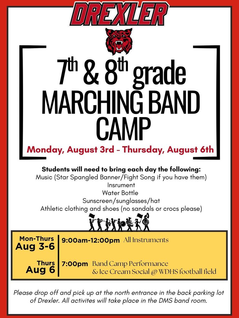 7th & 8th grade band camp info