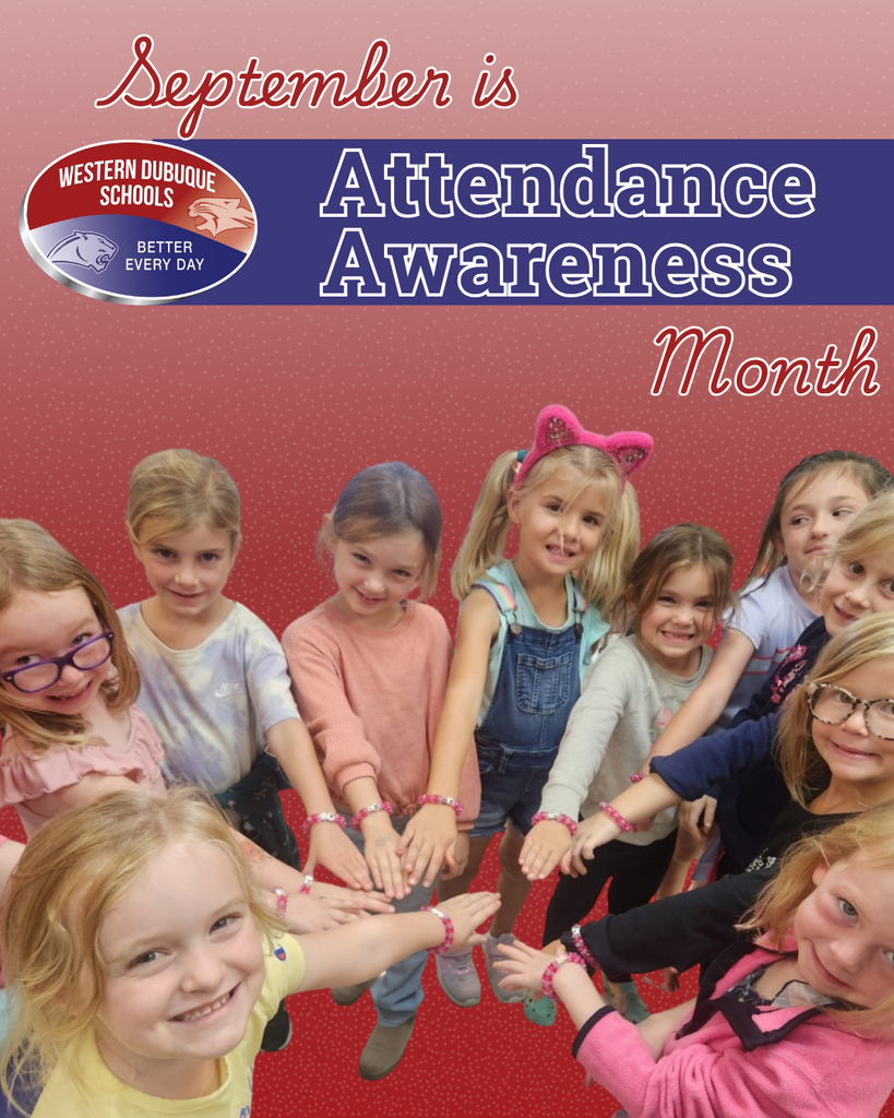Western Dubuque Schools celebrates September as Attendance Awareness Month with smiling students joining hands.