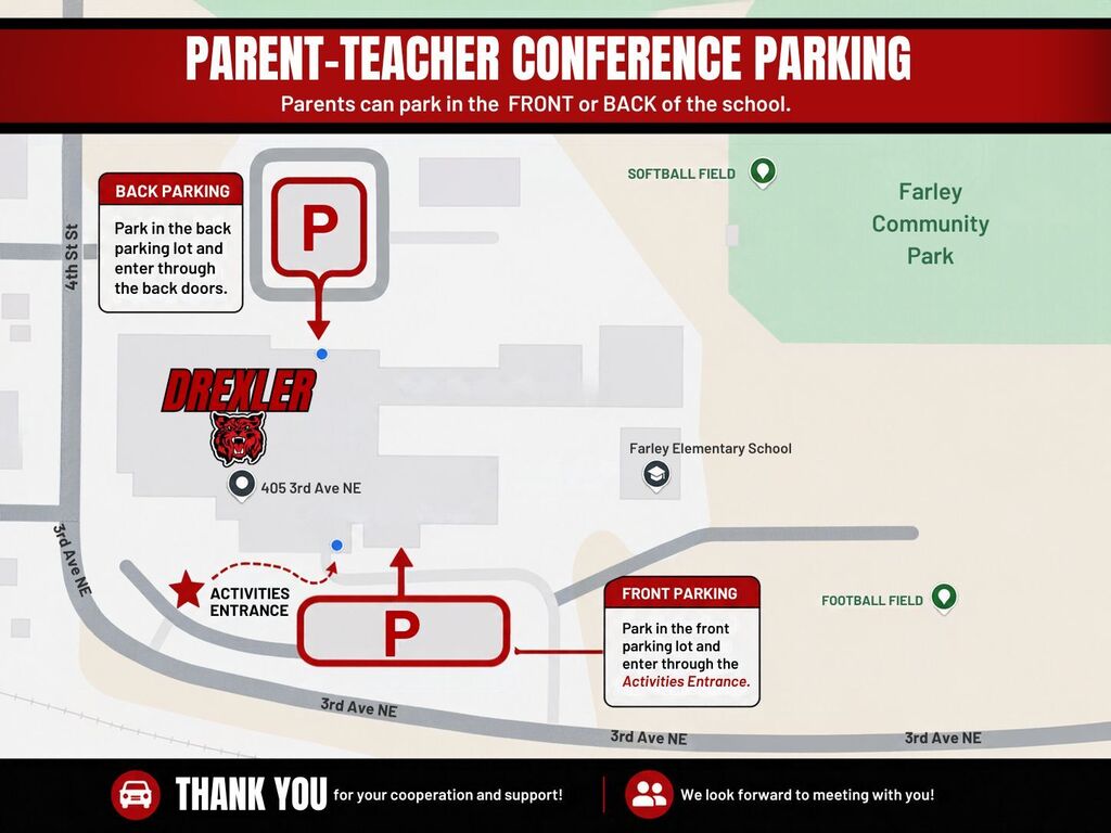 parking available in the FRONT & BACK