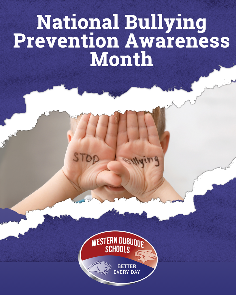 A child holds up hands reading “STOP Bullying” beneath the message “National Bullying Prevention Awareness Month.”
