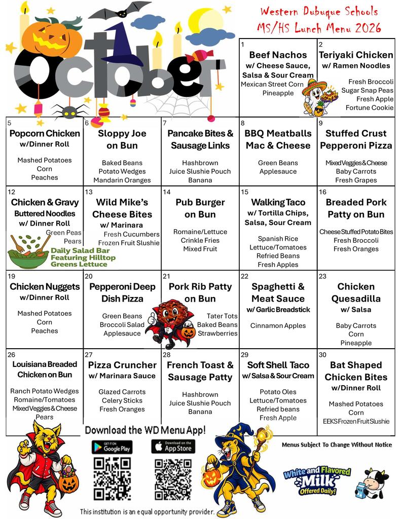 October lunch menu