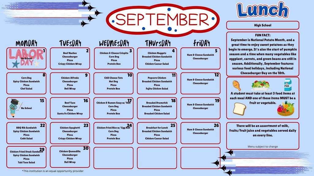 SY 25-26 September Menus