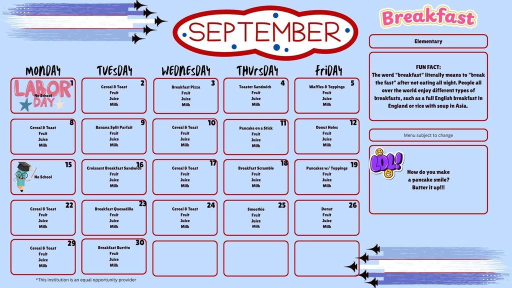 SY 25-26 September Menus