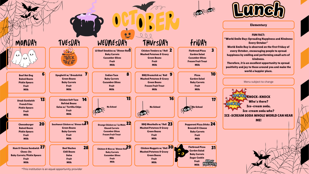 SY 25-26 October Menus