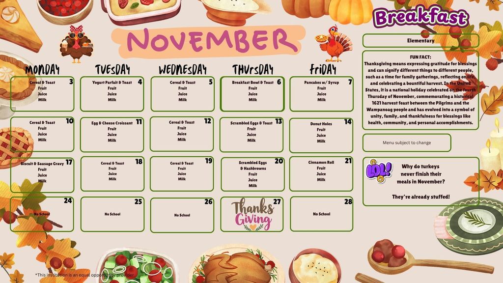 November Elem Breakfast