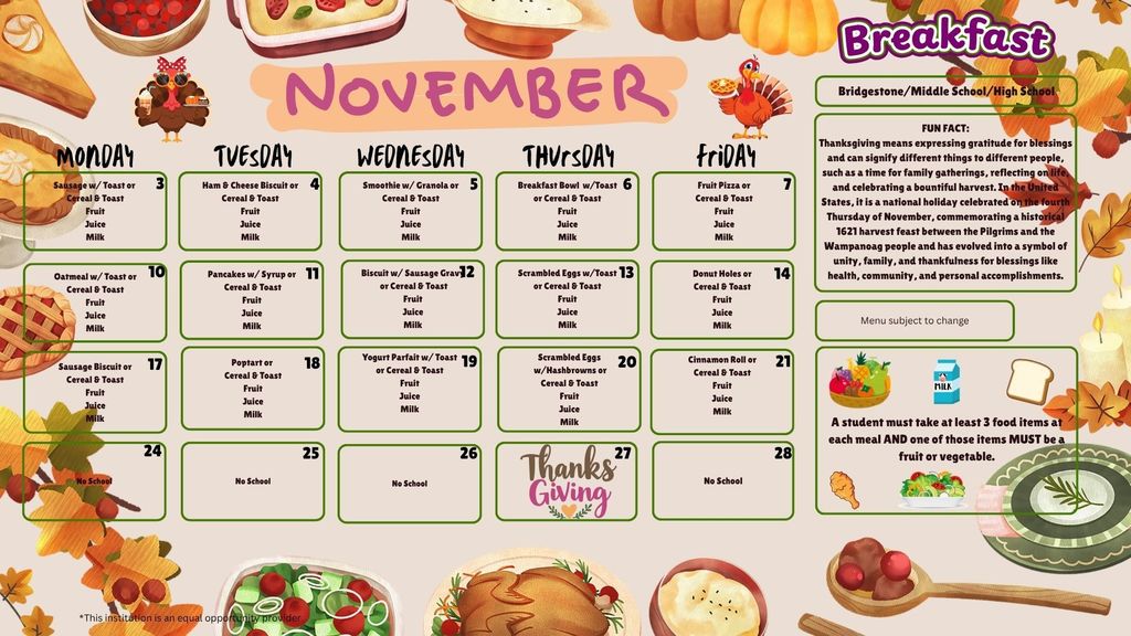 November Breakfast Secondary