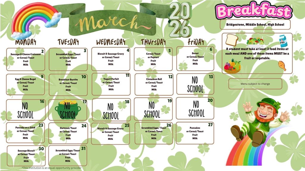 SY 25-26 March Menus