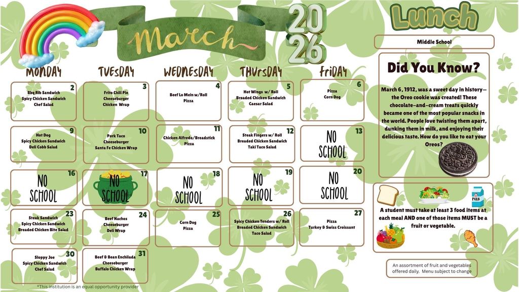 SY 25-26 March Menus